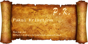 Paksi Krisztina névjegykártya